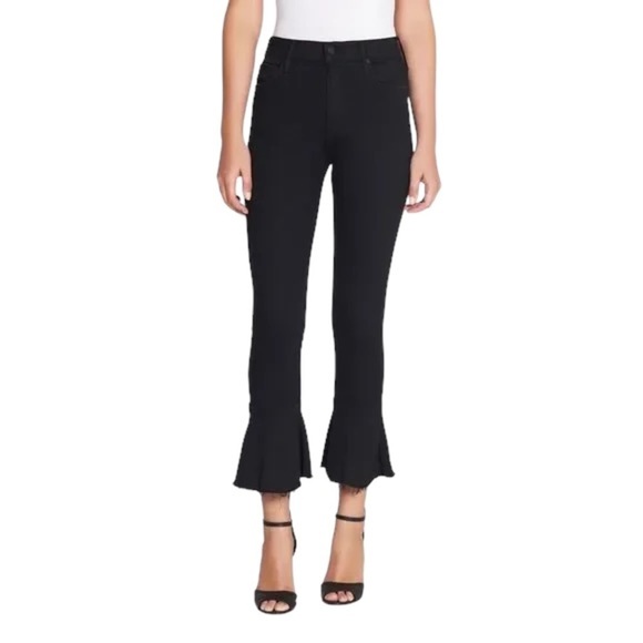 MOTHER The Cha Cha Fray Jeans in Black Not Guilty Wash - Picture 1 of 16